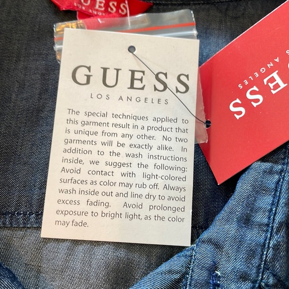NWT Guess Los Angeles Dark Wash Button Up Shirt Size L - Picture 7 of 7
